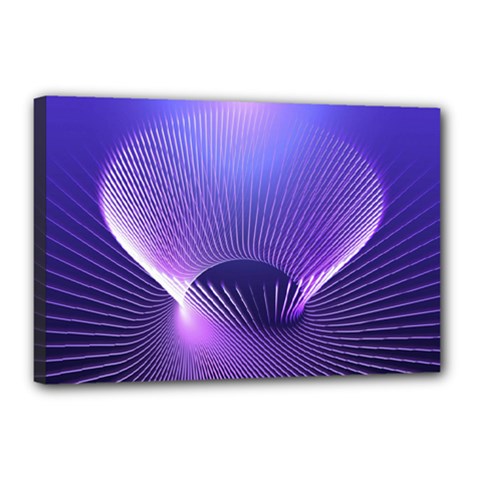 Abstract Fractal 3d Purple Artistic Pattern Line Canvas 18  X 12 