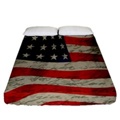 Vintage American Flag Fitted Sheet (queen Size) by Valentinaart