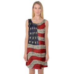 Vintage American Flag Sleeveless Satin Nightdress