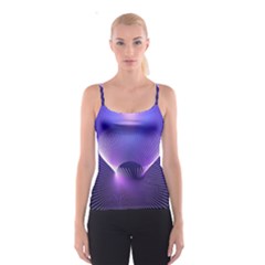 Abstract Fractal 3d Purple Artistic Pattern Line Spaghetti Strap Top