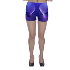 Abstract Fractal 3d Purple Artistic Pattern Line Skinny Shorts