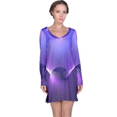 Abstract Fractal 3d Purple Artistic Pattern Line Long Sleeve Nightdress