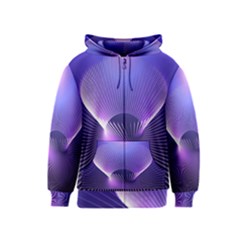 Abstract Fractal 3d Purple Artistic Pattern Line Kids  Zipper Hoodie by Simbadda