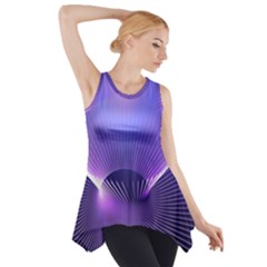 Abstract Fractal 3d Purple Artistic Pattern Line Side Drop Tank Tunic