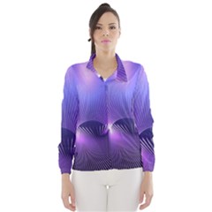 Abstract Fractal 3d Purple Artistic Pattern Line Wind Breaker (women)