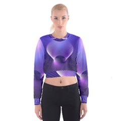 Abstract Fractal 3d Purple Artistic Pattern Line Women s Cropped Sweatshirt by Simbadda