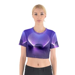 Abstract Fractal 3d Purple Artistic Pattern Line Cotton Crop Top