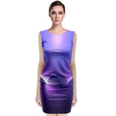 Abstract Fractal 3d Purple Artistic Pattern Line Sleeveless Velvet Midi Dress