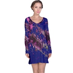 Stars Abstract Shine Spots Lines Long Sleeve Nightdress