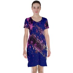 Stars Abstract Shine Spots Lines Short Sleeve Nightdress