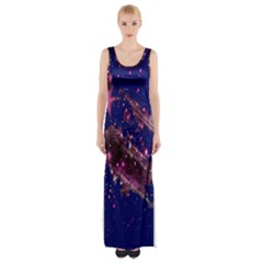 Stars Abstract Shine Spots Lines Maxi Thigh Split Dress