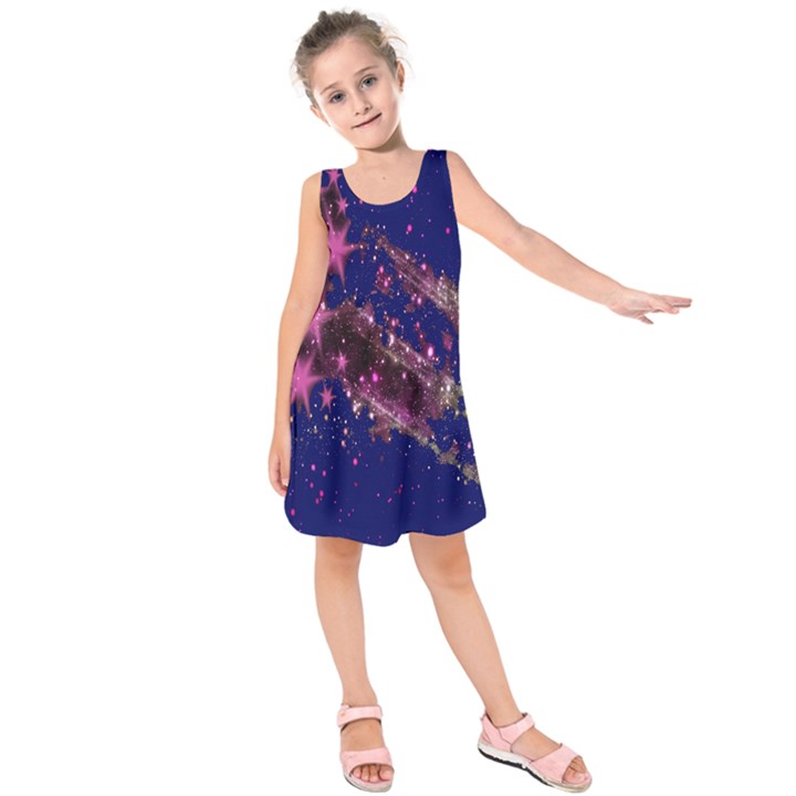 Stars Abstract Shine Spots Lines Kids  Sleeveless Dress