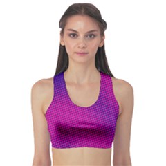 Retro Halftone Pink On Blue Sports Bra