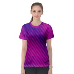 Retro Halftone Pink On Blue Women s Sport Mesh Tee