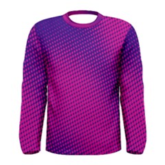 Retro Halftone Pink On Blue Men s Long Sleeve Tee