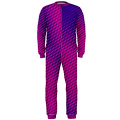 Retro Halftone Pink On Blue Onepiece Jumpsuit (men)  by Simbadda