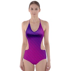 Retro Halftone Pink On Blue Cut-out One Piece Swimsuit