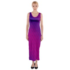 Retro Halftone Pink On Blue Fitted Maxi Dress by Simbadda