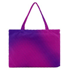 Retro Halftone Pink On Blue Medium Zipper Tote Bag