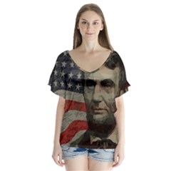 Lincoln Day  Flutter Sleeve Top by Valentinaart