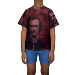 Edgar Allan Poe  Kids  Short Sleeve Swimwear by Valentinaart