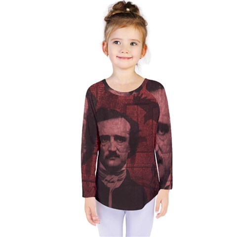 Edgar Allan Poe  Kids  Long Sleeve Tee by Valentinaart