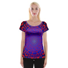 Binary Code Optical Illusion Rotation Women s Cap Sleeve Top