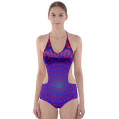 Binary Code Optical Illusion Rotation Cut-out One Piece Swimsuit