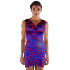 Binary Code Optical Illusion Rotation Wrap Front Bodycon Dress