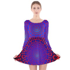 Binary Code Optical Illusion Rotation Long Sleeve Velvet Skater Dress