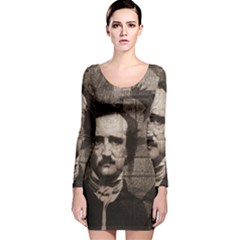 Edgar Allan Poe  Long Sleeve Velvet Bodycon Dress by Valentinaart