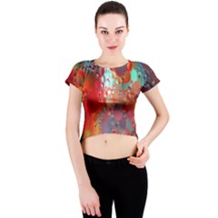 Texture Spots Circles Crew Neck Crop Top