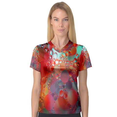 Texture Spots Circles Women s V-neck Sport Mesh Tee by Simbadda