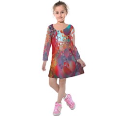 Texture Spots Circles Kids  Long Sleeve Velvet Dress