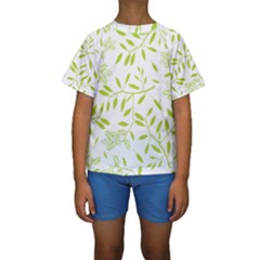 Leaves Pattern Seamless Kids  Short Sleeve Swimwear