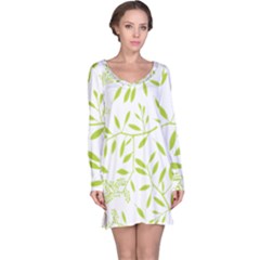 Leaves Pattern Seamless Long Sleeve Nightdress