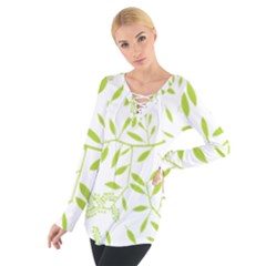 Leaves Pattern Seamless Women s Tie Up Tee