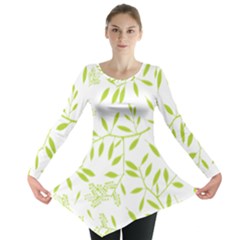 Leaves Pattern Seamless Long Sleeve Tunic 