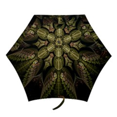 Fractal Abstract Patterns Gold Mini Folding Umbrellas by Simbadda