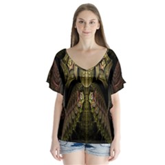 Fractal Abstract Patterns Gold Flutter Sleeve Top