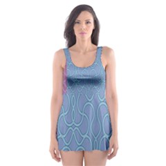 Fine Line Pattern Background Vector Skater Dress Swimsuit