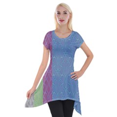 Fine Line Pattern Background Vector Short Sleeve Side Drop Tunic