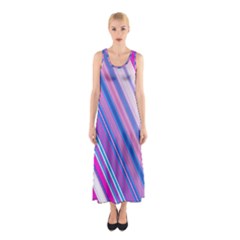 Line Obliquely Pink Sleeveless Maxi Dress by Simbadda