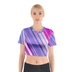 Line Obliquely Pink Cotton Crop Top