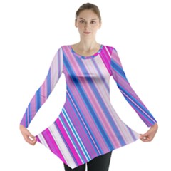 Line Obliquely Pink Long Sleeve Tunic 