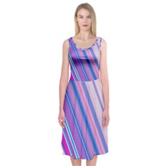 Line Obliquely Pink Midi Sleeveless Dress by Simbadda