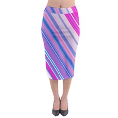 Line Obliquely Pink Midi Pencil Skirt