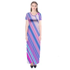 Line Obliquely Pink Short Sleeve Maxi Dress by Simbadda