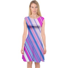 Line Obliquely Pink Capsleeve Midi Dress by Simbadda