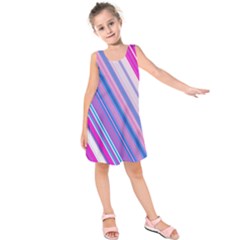 Line Obliquely Pink Kids  Sleeveless Dress by Simbadda